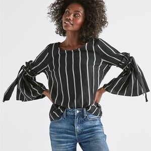 Lucky Brand Striped Bell-Sleeve Linen Blend Top - XS, Women’s